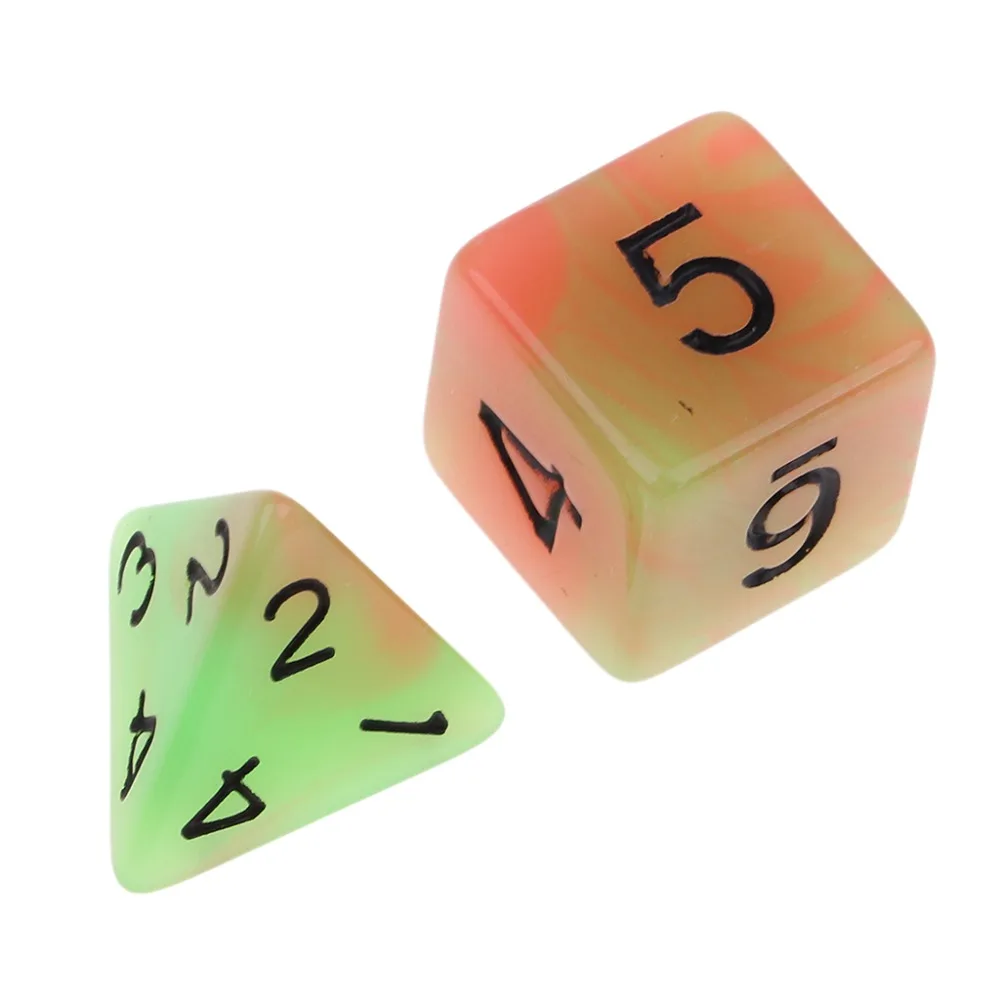 MagiDeal, 7 штук, многогранные кости для подземелий и драконов, D20, D12, D10, D8, D6, D4, настольные игры+ вечерние кубики