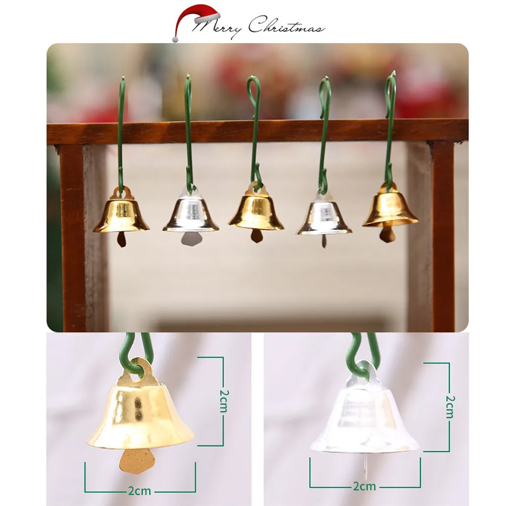 Мини Рождественский колокольчик 10/20 шт Золото/Серебро Джингл мини-колокольчики Рождественская елка подвесной Декор Ремесло Рождественское украшение