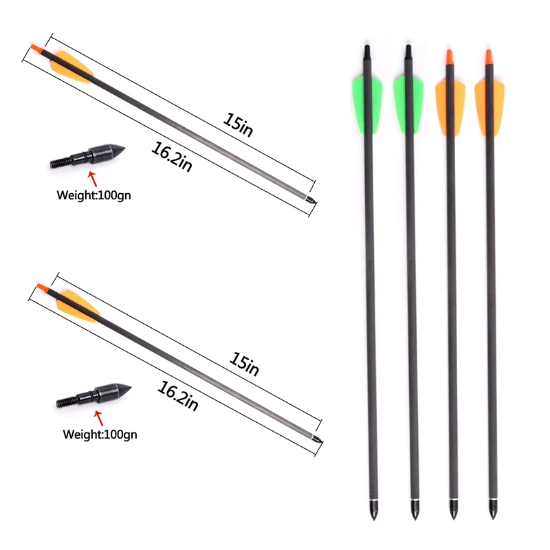 

6/12pcs 15inch Crossbow Carbon Hunting Arrow Short Crossbow Arrow (Excluding crossbow)