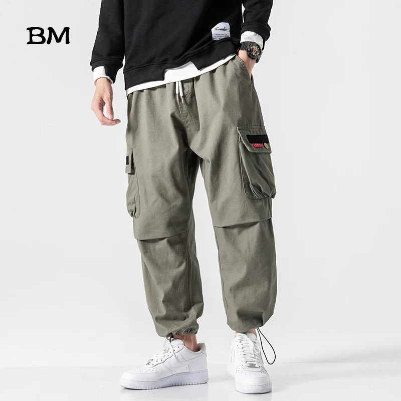 Мужские брюки в стиле Харадзюку повседневные уличные Корейском большие размеры