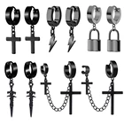 Унисекс в стиле панк, в стиле хип-хоп Нержавеющаясталь замок гром черный болт мотаться серьги-кольца, высокое качество, прекрасный подарок для Для женщин для мальчиков-подростков