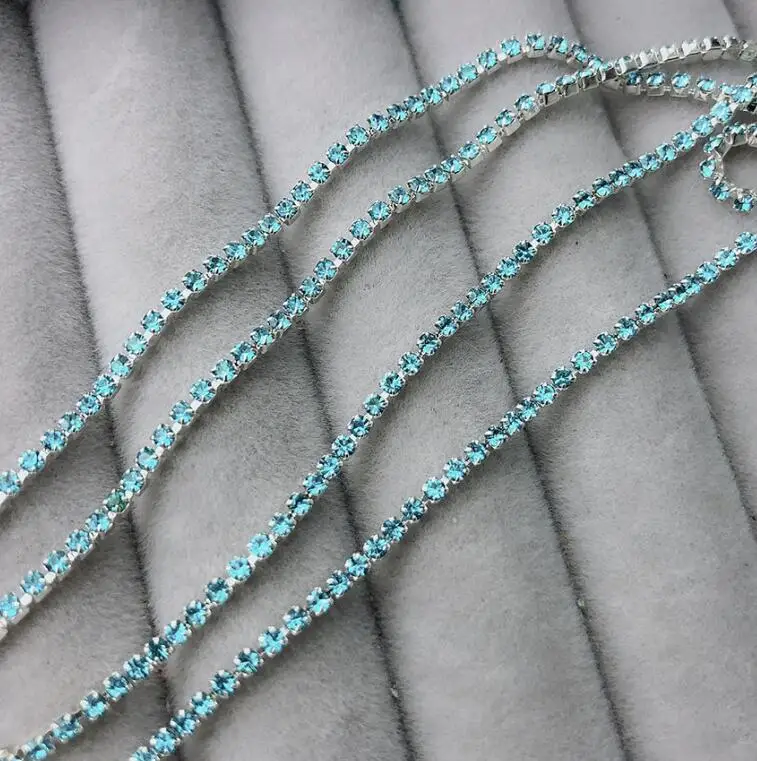 ss4 13 water blue s Ss4 1,4 мм стразы на цепочке, Необычные кисточки с драгоценными камнями, отделка кристаллами струйный Розовый Синий Блестящий DIY Ювелирная цепочка для дизайна ногтей - Цвет: ss4 13 water blue s