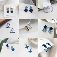 fashion jewelry women earring 2020 new popular geometric round blue blue color dangle drop earrings party gifts drop shipping