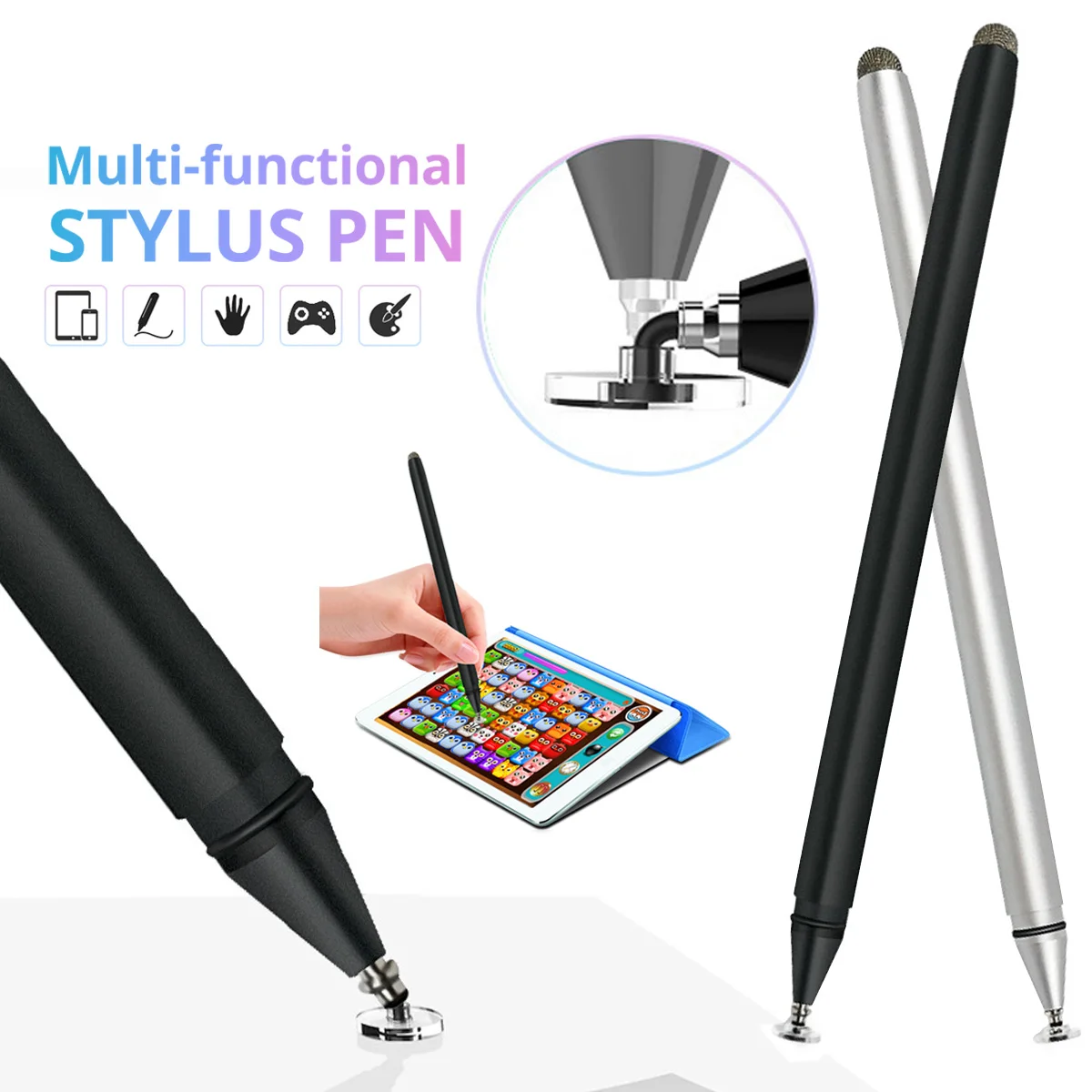 

Universal 2 in 1 Fiber Stylus Pen Touch Screen Drawing Pencil for ios xiaomi Capacitive Screen Caneta Tablet Pens Accessories