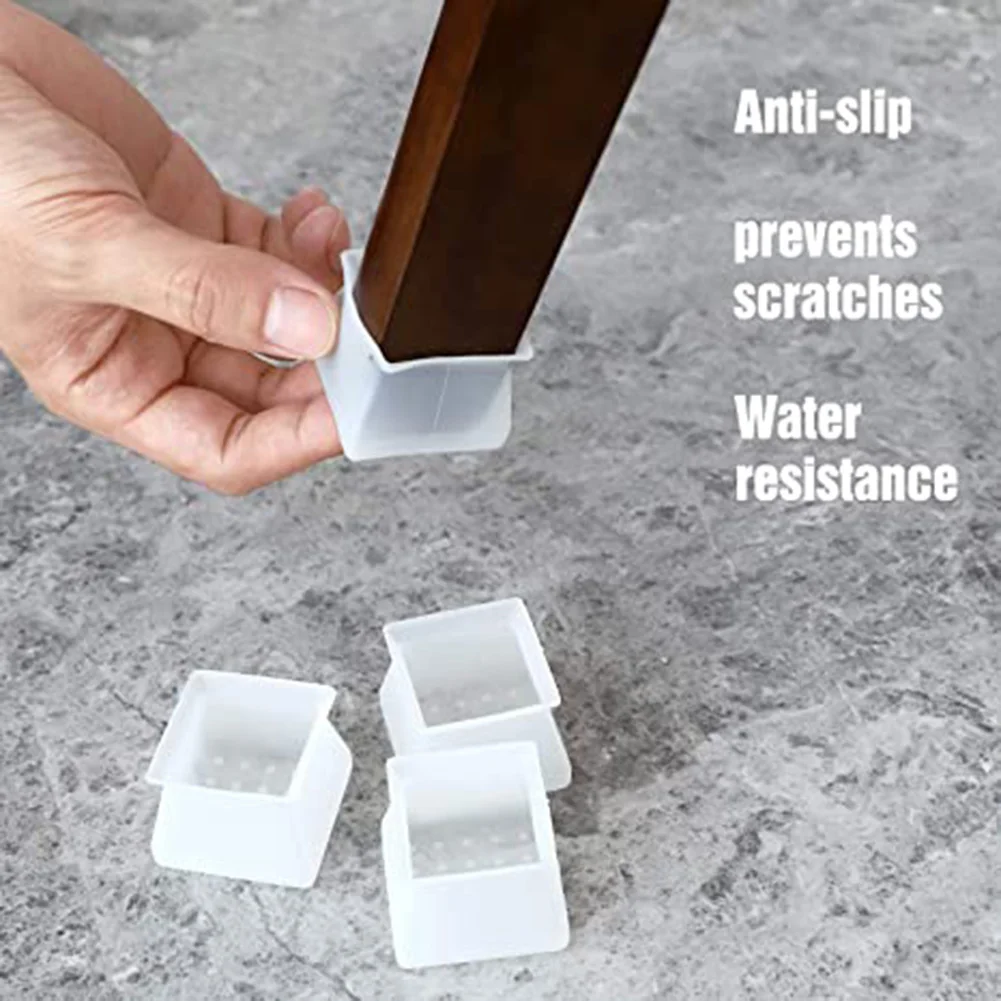 

4/8/16 Pcs Furniture Protector Silicone Protection Cover Square for Chair Leg Floor Protector BOM666