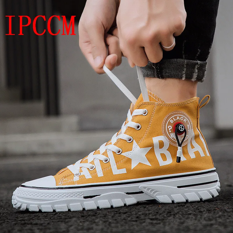 Осень 2019 г. Новые мужские высокие парусиновые туфли Корейский Стиль Тренд