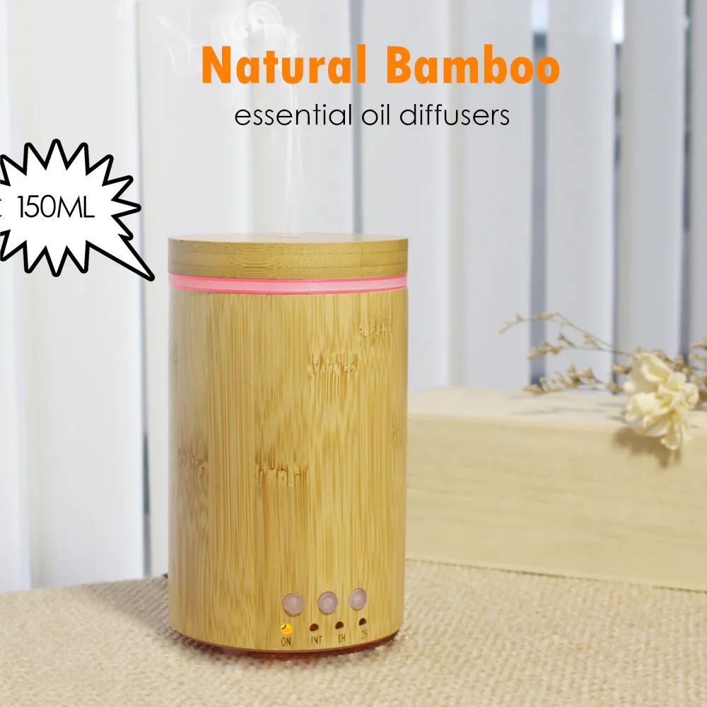 Natural Bamboo Essential Oil Diffuser Air Humidifier 150ml Aromatherapy Humidifier Ultrasonic Aroma Diffuser For Home Office