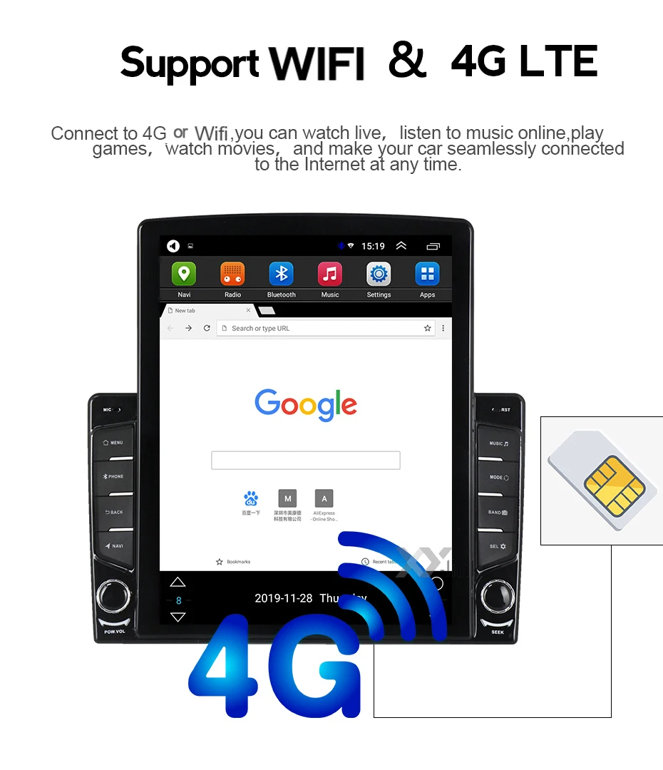 9 7 дюймовый вертикальный экран Tesla 4G LTE автомобильный Dvd мультимедийный плеер