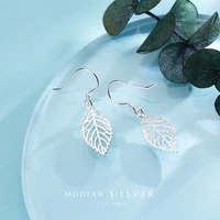 modian 100 real 925 sterling silver tree leaves drop earrings for women simple dangle earrings luxury pendientes accessries