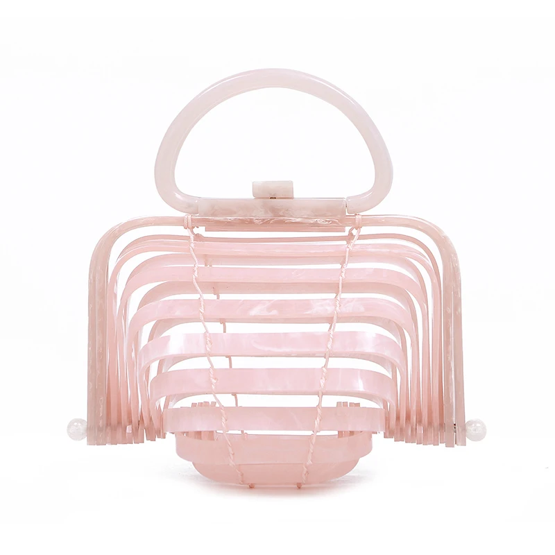 Sakura pink Брендовая дизайнерская акриловая женская сумка летняя пляжная Складная модная сумка стильная Радужная вечерняя сумочка Повседневный клатч кошелек - Цвет: Sakura pink