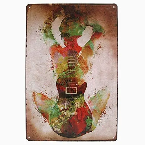 

Guitar Tin Sign Rock Guitar Retro Vintage Wall Decor Retro Metal Tin Sign Poster 8 X 12 Inch