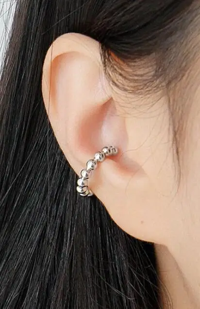 silver color 925 пробы серебряные женские клипсы геометрические бисерные клипсы женские золотые серьги-каффы серьги клипсы ювелирные изделия - Окраска металла: silver color