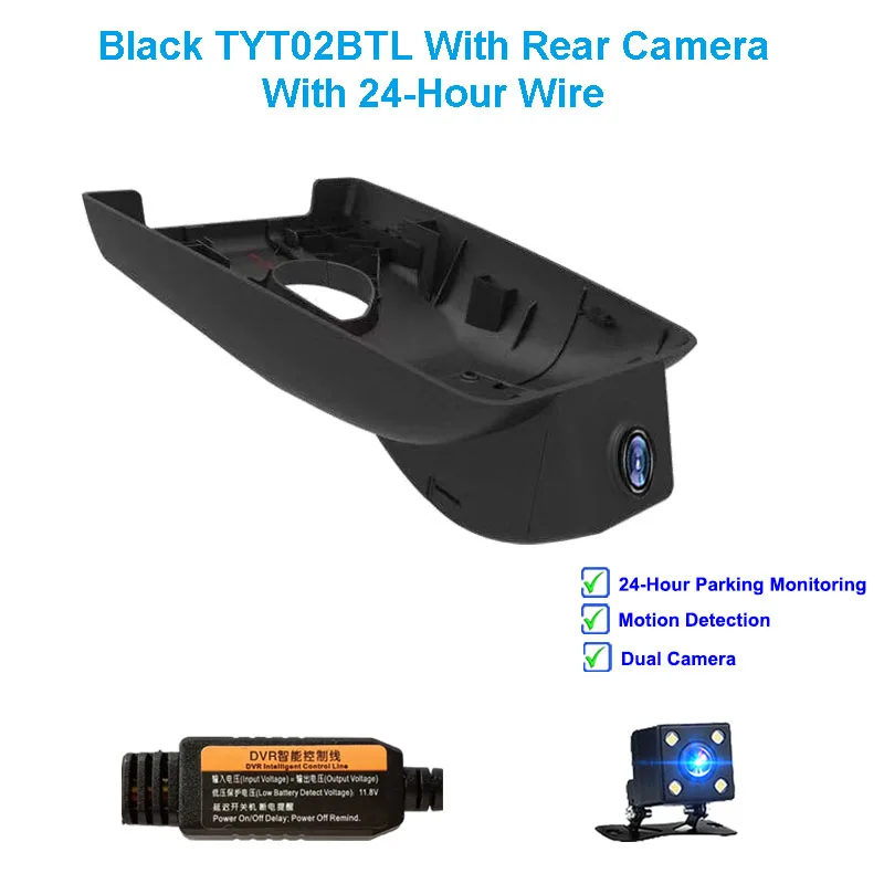 Black Tow Cam Line Jabriel 1080P Автомобильный видеорегистратор автомобиля Камера 24 часа видео рекордер двойной lensrear Камера для Toyota rav4 Camry Yaris Corolla Avensis t25 - Название цвета: Black Tow Cam Line