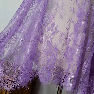 purple 3 м/лот 16 цветов Франция ресницы кружевной ткани мягкий нейлон платье Сексуальная Ткань Пижамы 6 метров RS741 - Цвет: purple