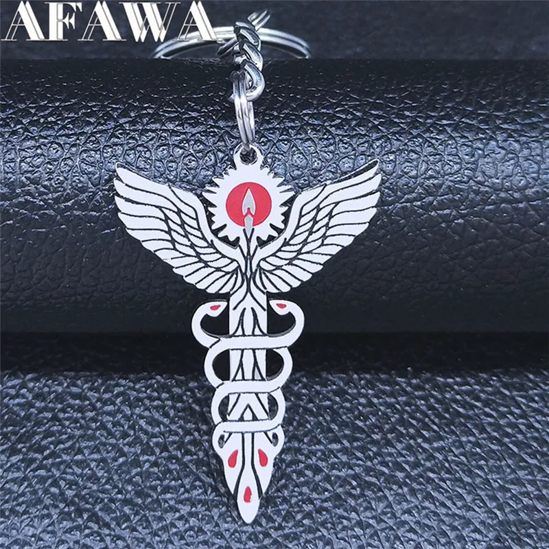 Медицинский символ медсестры доктор брелок из нержавеющей стали Caduceus змеи Wingse