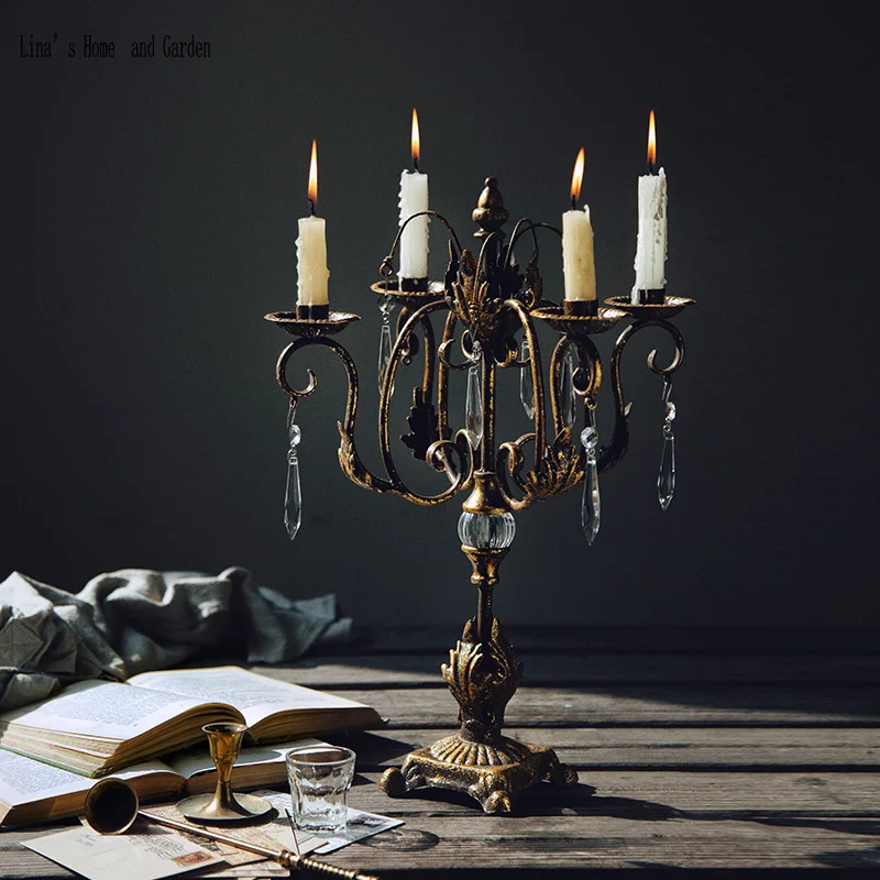 Shabby Chic Candelabra With Crystals