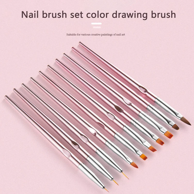 

10pcs Nail Art Liner Painting Brush Plastic UV Gel Brush Stripe Flower Painting Carving Drawing Pen DIY Manicure Tools Hot Sale