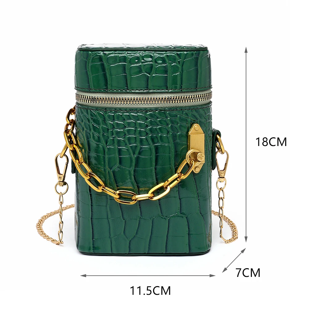 

Alligator Pattern Cylinder Shoulder Bags For Women 2021 PU Leather Crossbody Female Mini Chain Bag Daily Purses bolsa feminina