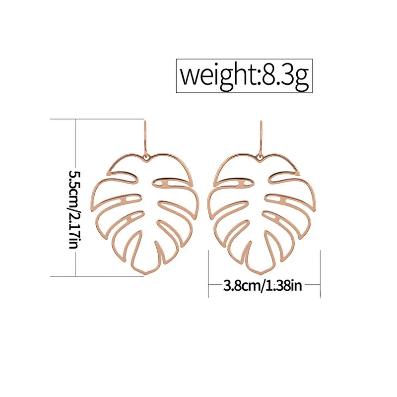 1 пара богемные полые висячие серьги с листьями монстеры женские массивные
