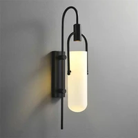 modern led wall light glass shade wall lamp for bedside living dining room corridor blackgold wall sconce lamp lighting fixture