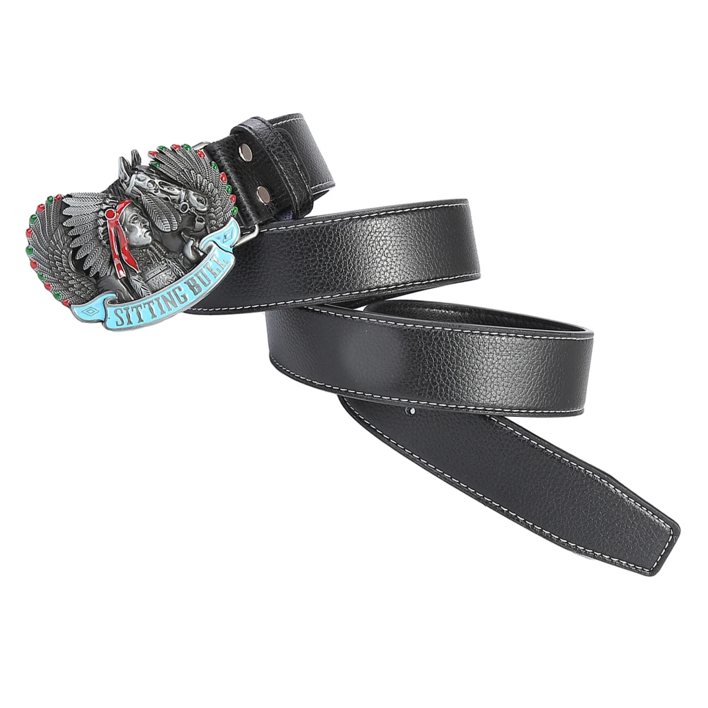 

European And American Retro Indian Chiefs Lead Horse Belt Buckle Lead Western Cowboy High-Quality Belt Men'S Waist Accessories