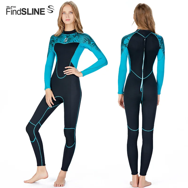 2MM neoprene Wetsuit Women Skin diving suit surfing snorkeling one piece suit Anti-UV Anti-Jellyfish Warm long sleeve swimsuit
