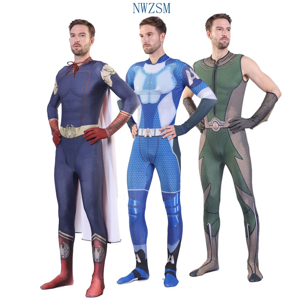 

The Boys Cosplay Costumes 3D Spandex Zentai Adults Kids The Seven Homelander A-Train The Deep Starlight Bodysuit Costumes