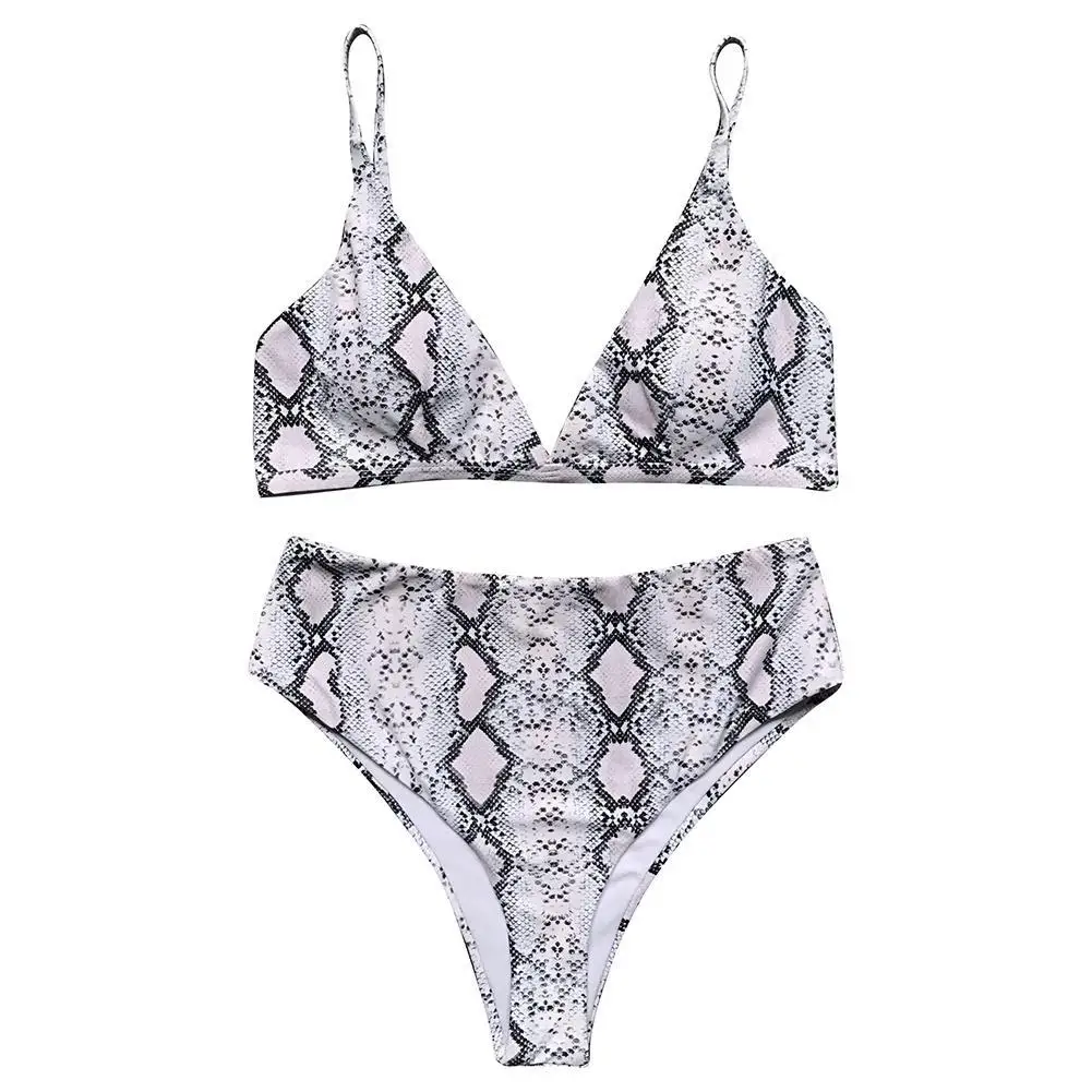 

Sexy Women Snakeskin Strap Bra High Waist Briefs Swimwear Bikini Swimsuit Set