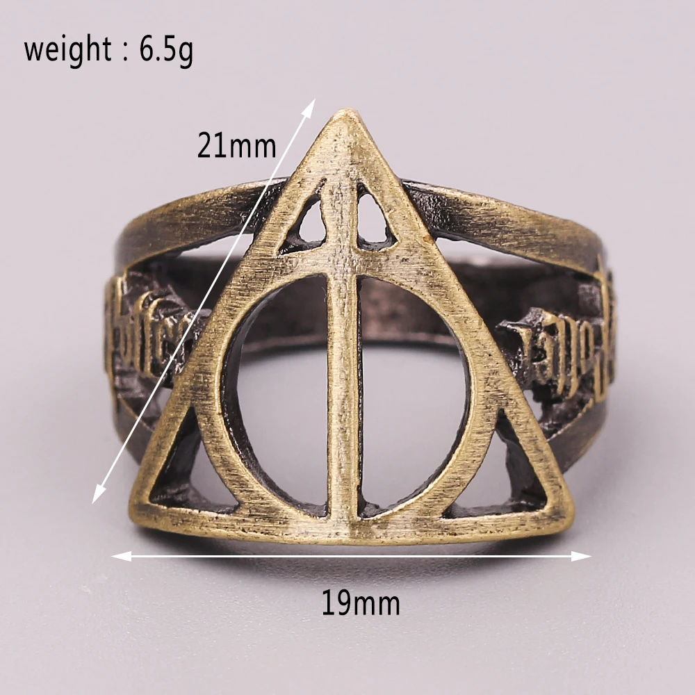 Deathly Hallows Панк мужские готические Хогвартс школьные кольца-значки Дары смерти Золотой снитч, кольцо, винтажное мужское перстень ювелирные изделия - Цвет основного камня: Deathly Hallows