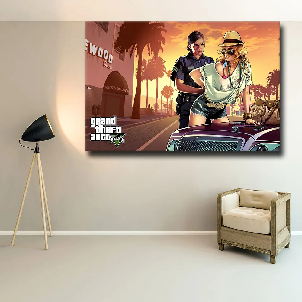 Постер Grand Theft Auto V Game GTA 5 Художественная Картина на холсте настенные картины для комнаты украшение дома