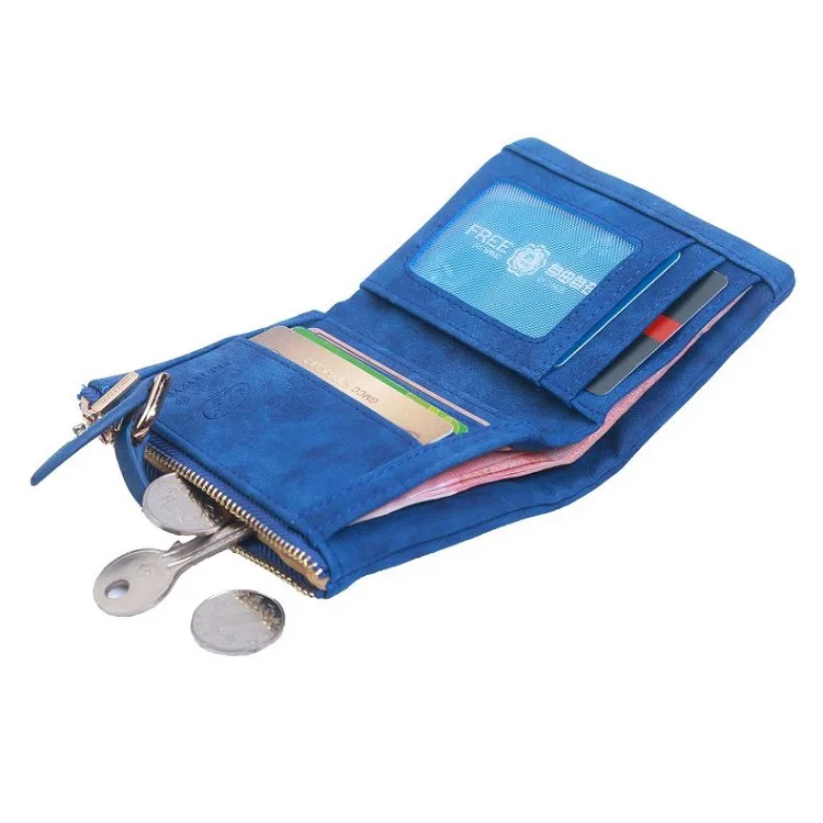 

New Women's Wallet Short Frosted PU Folding Tri-fold Leaf Women's Coin Purse Card Holder Multifunctional Student Wallet Women