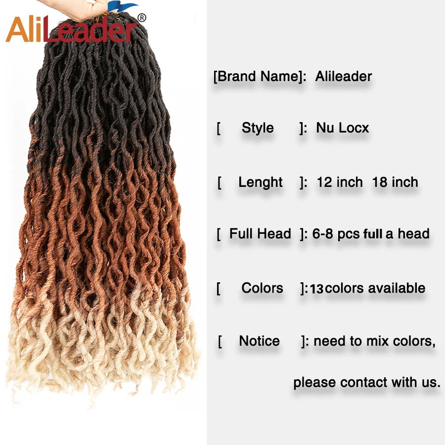 AliLeader Faux Locs Curly на крючках косички 12 18 дюймов мягкий натуральный черный 99J