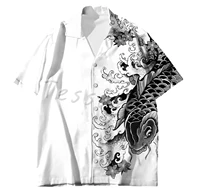tessffel samurai japan tattoo 3d print men%e2%80%99s hawaiian shirts beach shirt fashion summer harajuku casual oversize streetwear s8