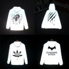 Светоотражающая куртка с длинными рукавами для мужчин и женщин, ветровка в стиле Харадзюку, уличная одежда в стиле хип-хоп с капюшоном, блестящая Ночная куртка на молнии