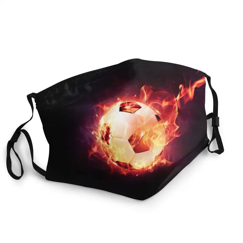 

Fire Football Pattern Mask Anti Dust Non-Disposable Cartoon Soccer Ball Face Mask Protection Cover Men Respirator Mouth-Muffle