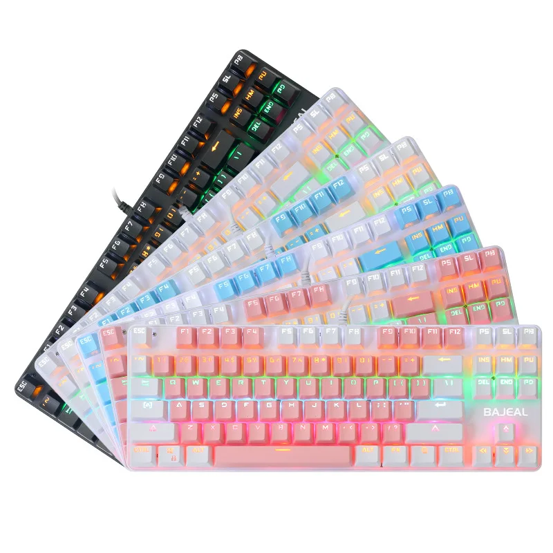 

Brand Gaming Mechanical Keyboard USB Wired 87 Keys with LED Backlight Keyboard Red/Blue Switch for Laptop PC Computer Gamer 2021