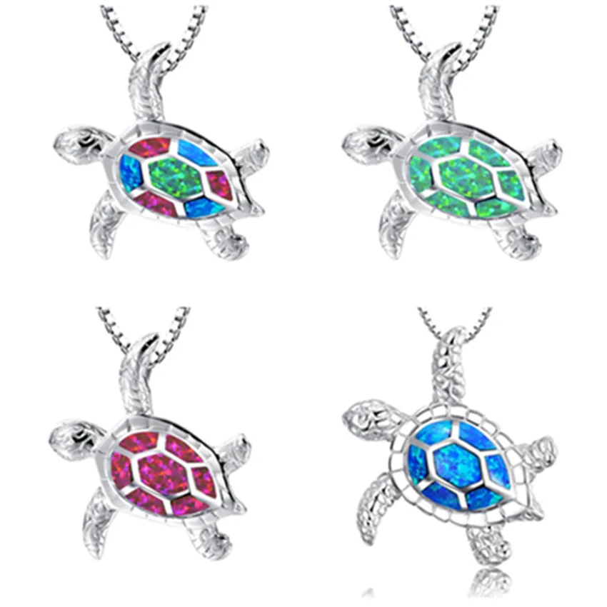 

Accessories Popular Jewelry Opal Opal Drop Glue Sea Turtle Necklace Pendant Silver Jewelry