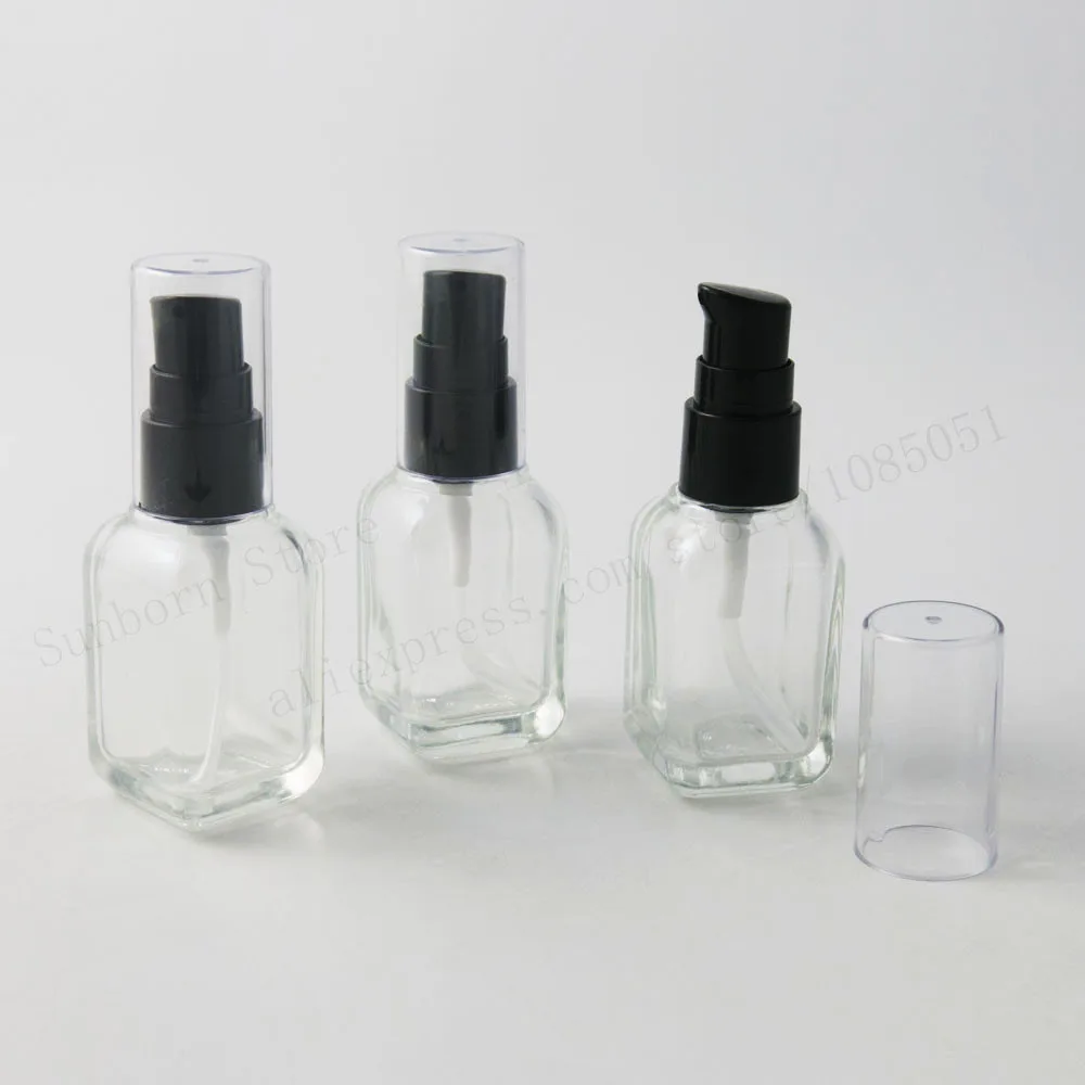 Новое поступление! 1OZ прозрачная/прозрачная квадратная Стекло бутылка с черные