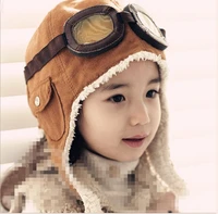 new fashion hats child pilot aviator hat earmuffs beanies kids autumn winter warm earflap ear protection cap child accessories