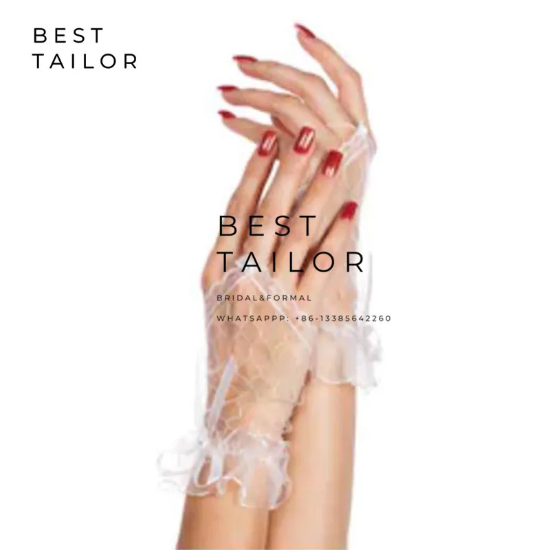 Короткие кружевные свадебные перчатки аксессуар для свадьбы без пальцев с