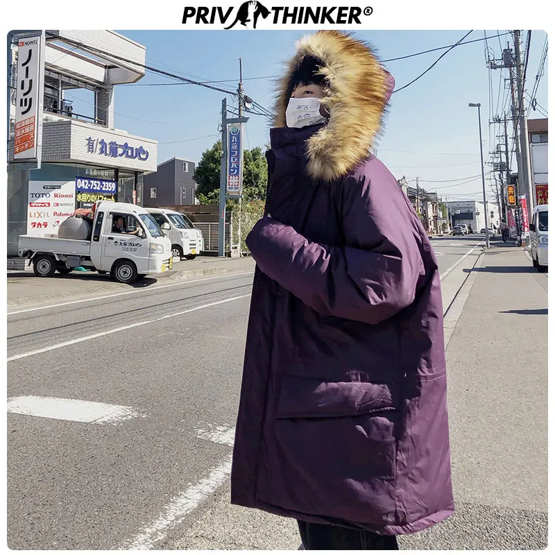 Privathinker 2019 длинные Утепленные зимние куртки для мужчин теплая уличная одежда
