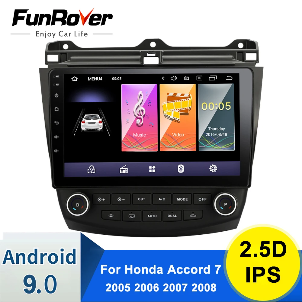 FUNROVER 2.5D + IPS DSP Android 9 0 для Honda Accord 7 2005 2006 2007 2008 автомобильное радио мультимедийный