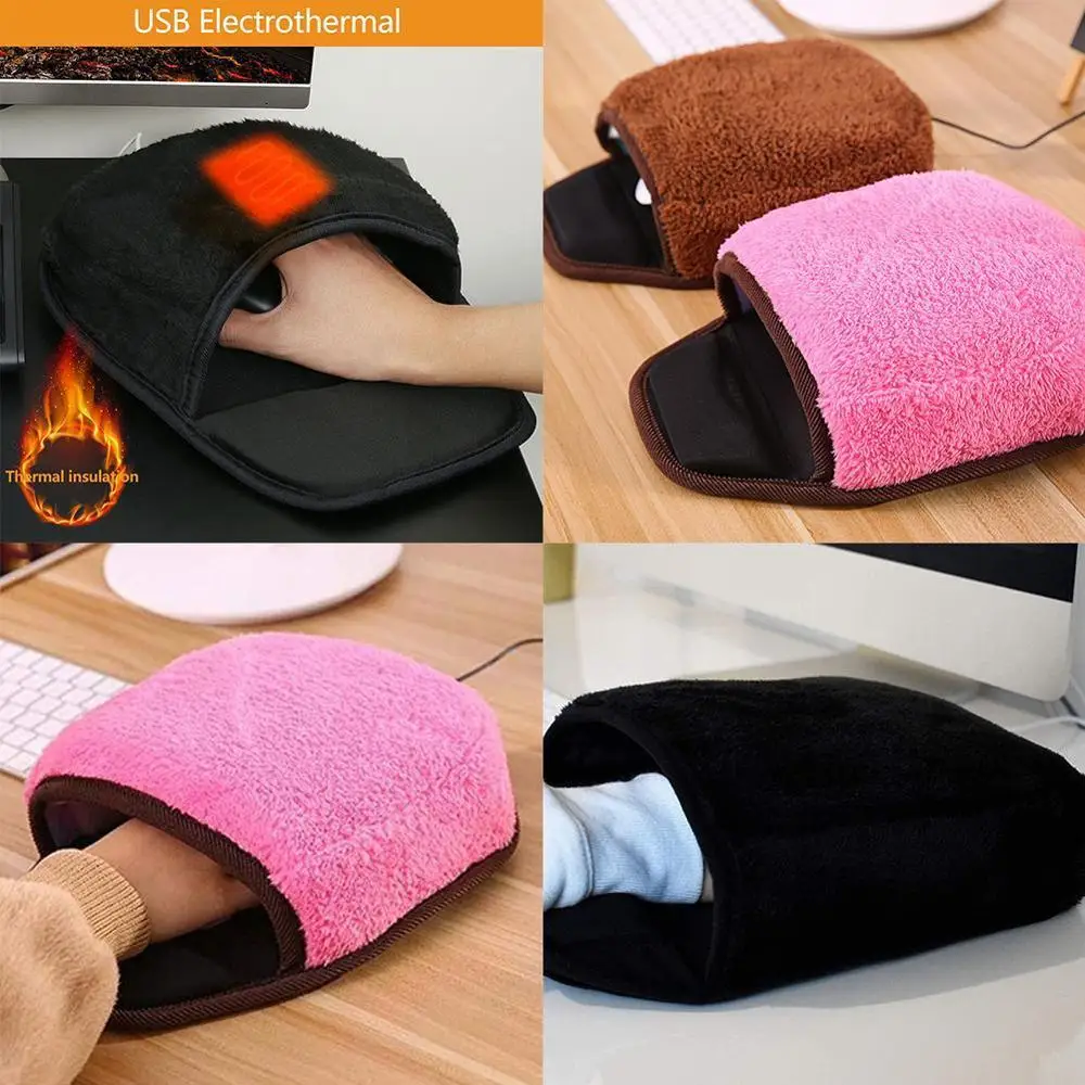 

USB Heated Mouse Pad Mouse Hand Warmer with Wrist Guard Gaming Dual-use Warm Mousepad Winter S0X1