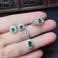 kjjeaxcmy fine jewelry natural diopside 925 sterling silver women pendant necklace chain earrings ring set support test lovely