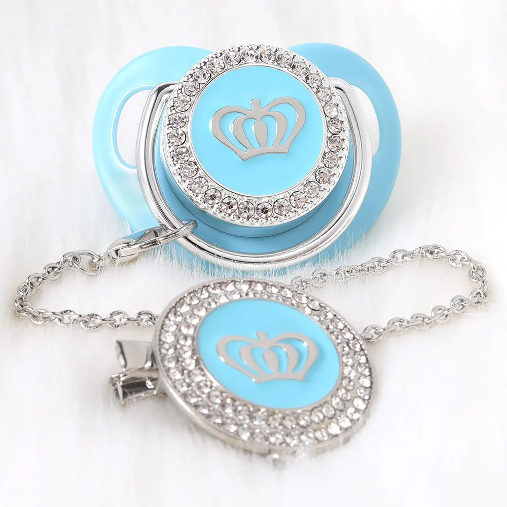 

детские соски пустышки пустышки для малышей соска для младенца детские товары Зажимы для соски в форме короны, Роскошные Синие зажимы для с...