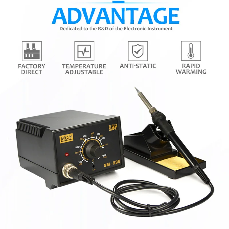 SMD инструменты Антистатическая паяльная станция SM-936B 220V Вход 60 Вт Мощность Утюги