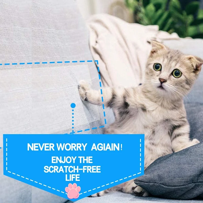 

Cat Furniture Protector (Set of 4), Clear Self-Adhesive Pet Scratch Guard for Furniture,Sofa,Upholstery, Wall, Mattress