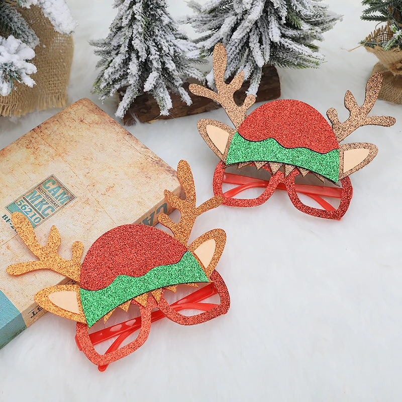 1 шт. мультяшная шапочка со сверкающими рогами Рождественская оправа для очков