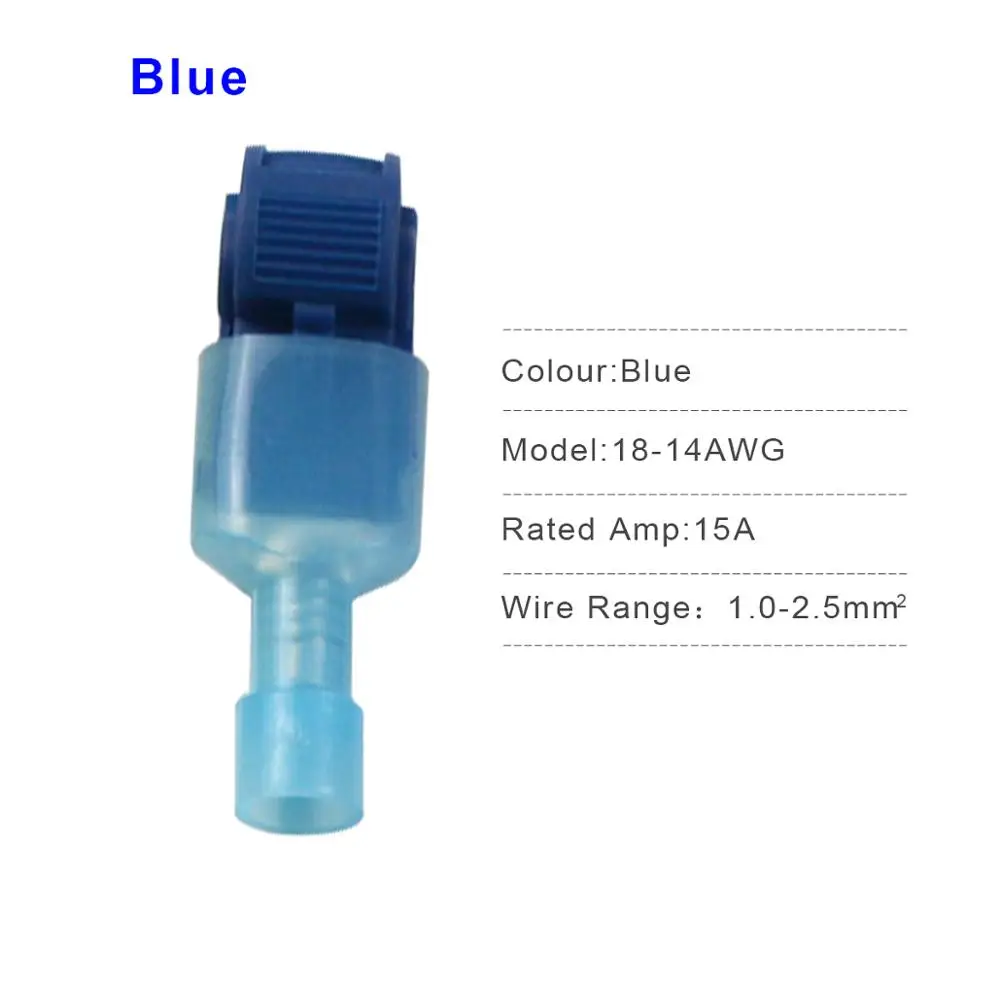 10Pairs Blue 30 шт.(15 пар) Т-образные электрические соединители проводов быстрое Сращивание обжимные клеммы Блокировка Для 0,5-4 мм 22-18AWG/12-10AWG/18-14AWG - Цвет: 10Pairs Blue