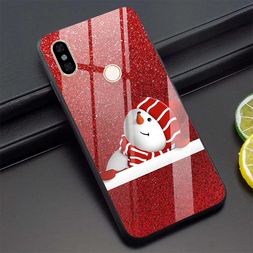 K3015605 Новогодний чехол для телефона Xiao mi Pocophone F1 Note 5 6 7 Pro Red mi 4X 6A mi A1 A2 8 Lite 9 из закаленного стекла - Цвет: K3015605